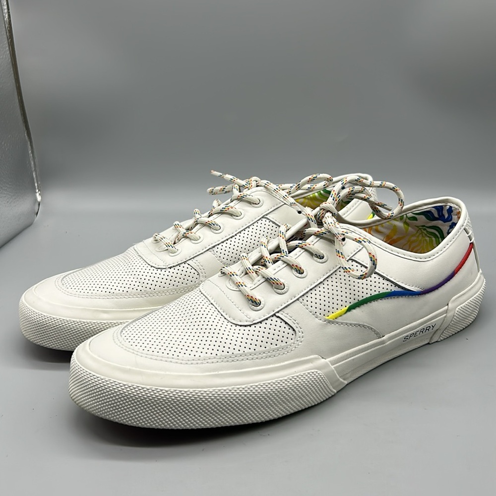 Sperry Men’s Soletide Pride Boat Leather Sneakers Sz 12 EUC - Picture 2 of 9
